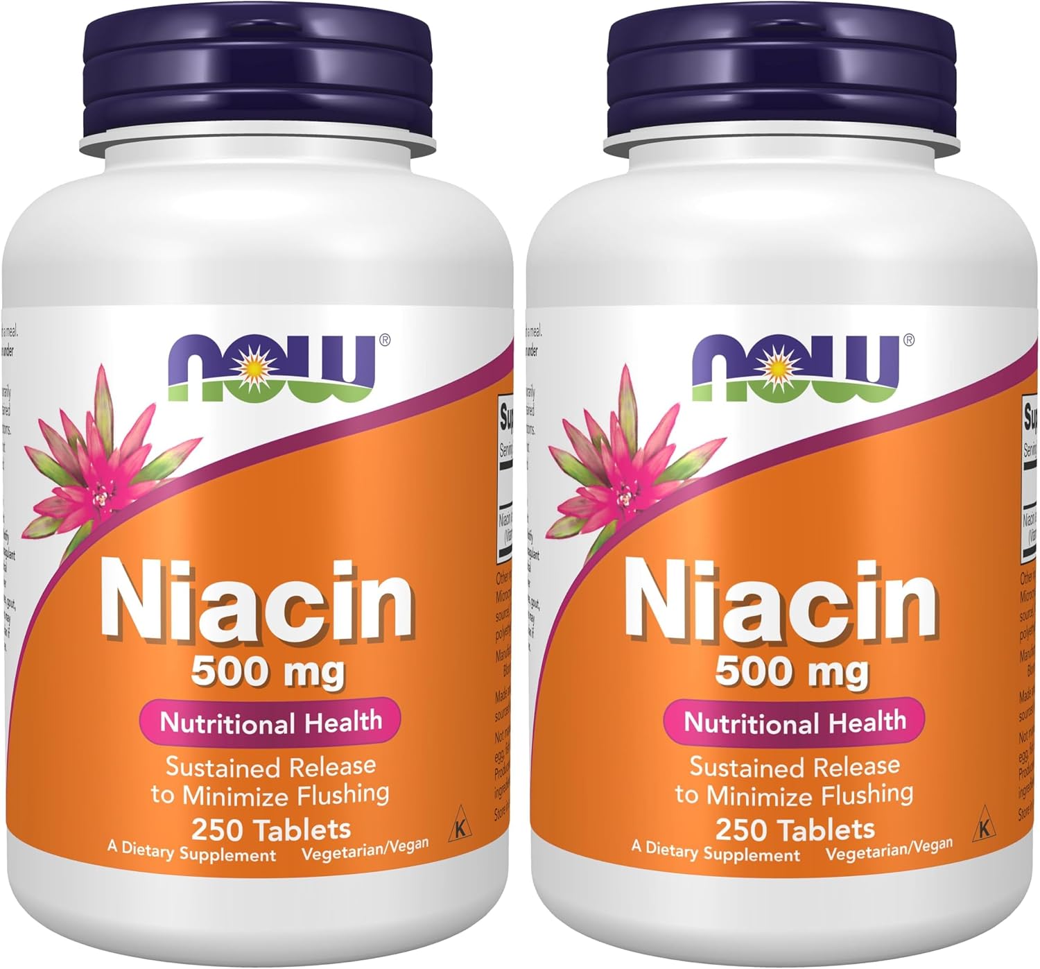 NOW Foods Niacina (Vitamina B3) 500 mg, Liberación Sostenida, 250 Comprimidos
