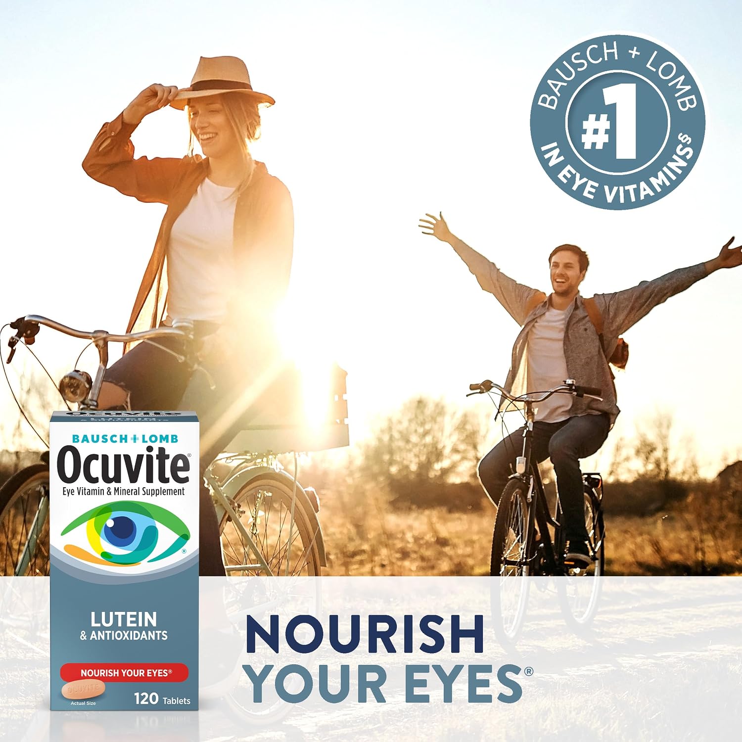 Bausch + Lomb Ocuvite Suplemento de Vitaminas y Minerales con Luteína, 120 Comprimidos (Pack de 3)