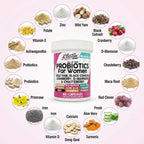 Clean Nutraceuticals Probióticos para Mujeres con D-Manosa, Arándano Rojo, Ñame Salvaje, Sauzgatillo - 20 Cepas Probióticas y Prebióticas - Equilibrio del pH, Probiótico Femenino para la Salud Digestiva - 60 Cápsulas