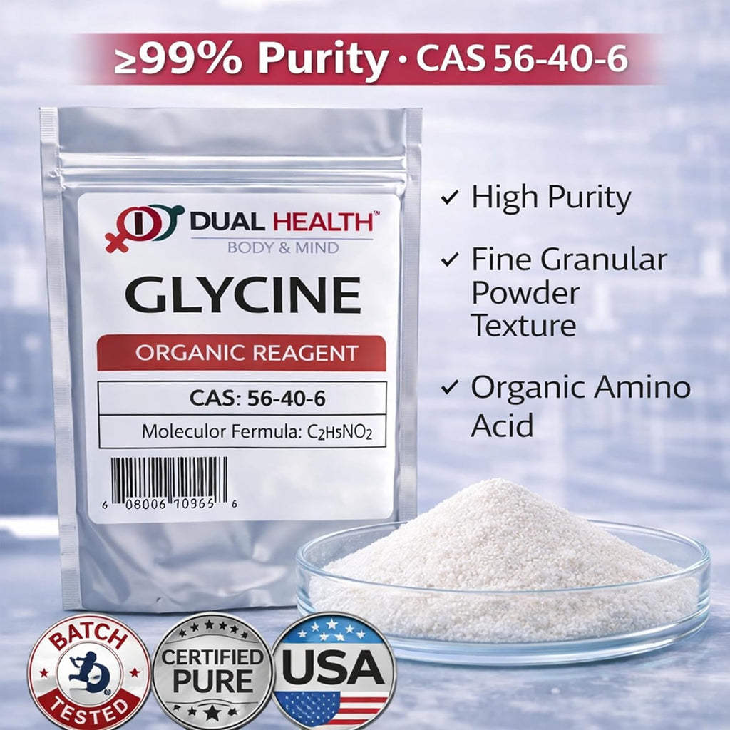 Glicina en Polvo (2500g/ 2.5kg/ 5.5 lbs) Glicina Pura de Forma Libre Suplementos a Granel, Aminoácido para Dormir, Sin OMG, Sin Gluten