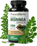 Cápsulas de Moringa Pura - Extracto de Hoja de Moringa para Energía Natural, Digestión y Bienestar Diario | Superfood Verde Vegano | 120 Cápsulas (800mg)