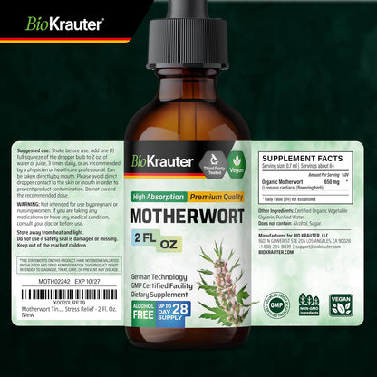 BIO KRAUTER® Tintura de Motherwort - Suplemento Vegano para la Menopausia y Perimenopausia - 2 Fl Oz (59 ml) - 28 Días de – Image 9