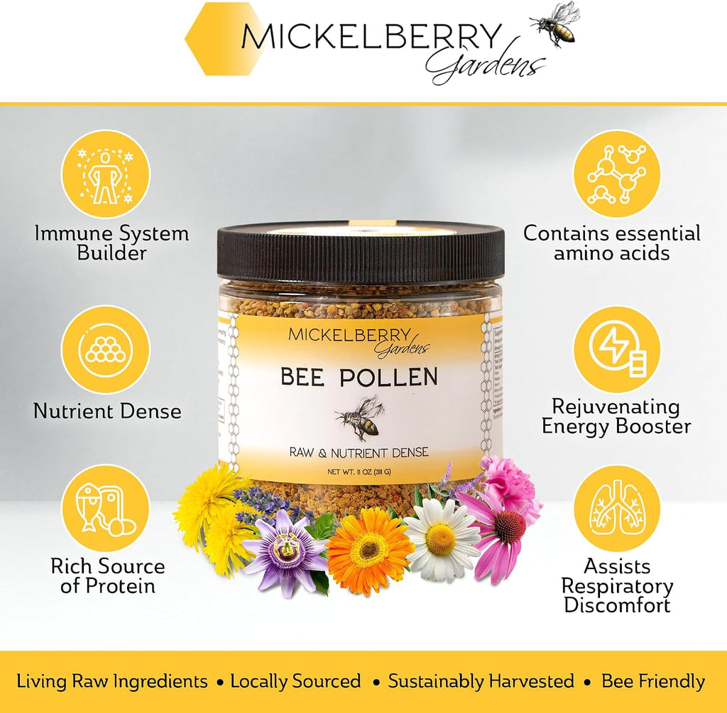 Gránulos de Polen de Abeja Mickelberry Gardens 170g Superalimento Crudo Rico en Proteínas