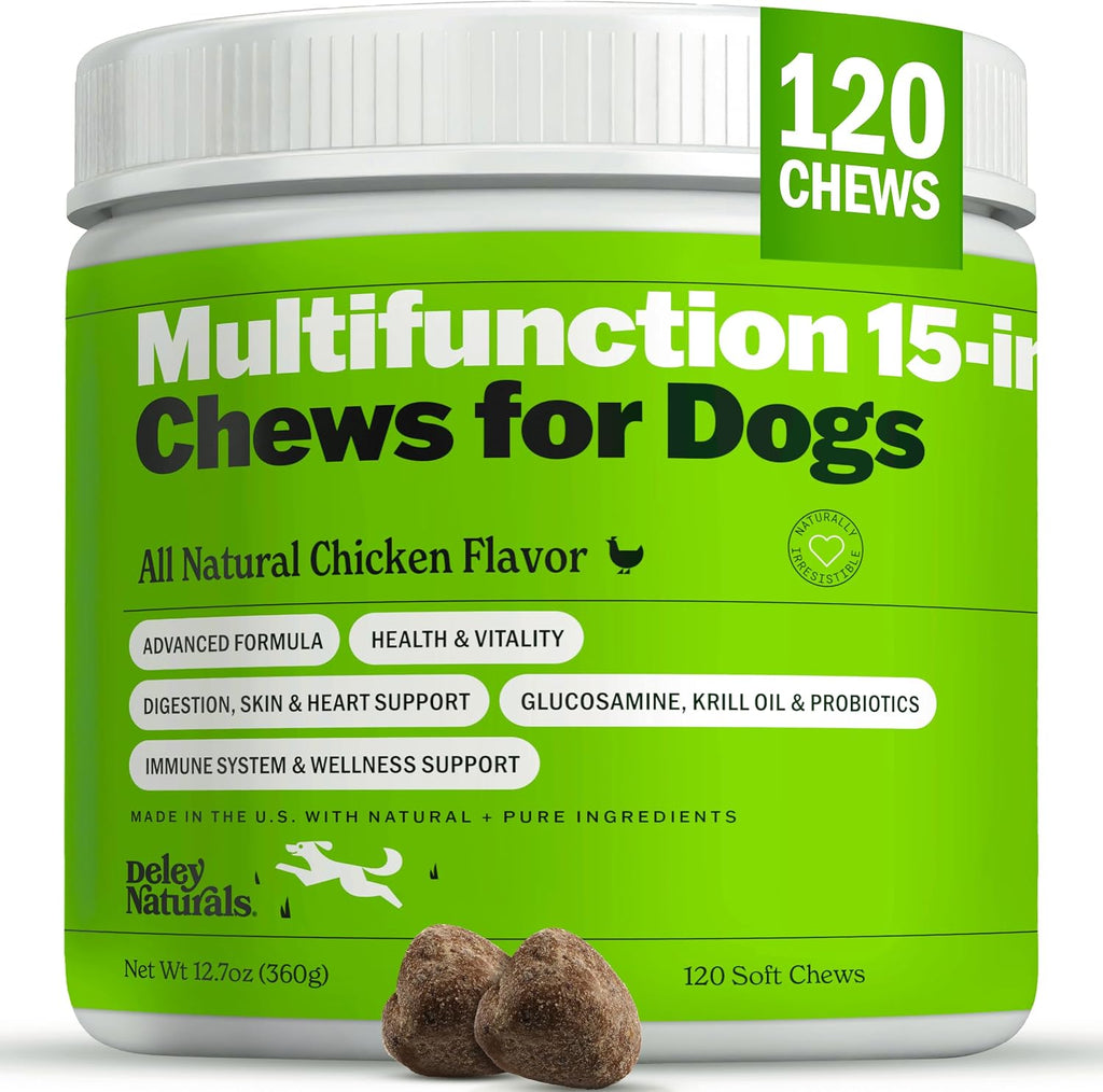 Deley Naturals 15 en 1 Multivitamínico para Perros - 120 Masticables