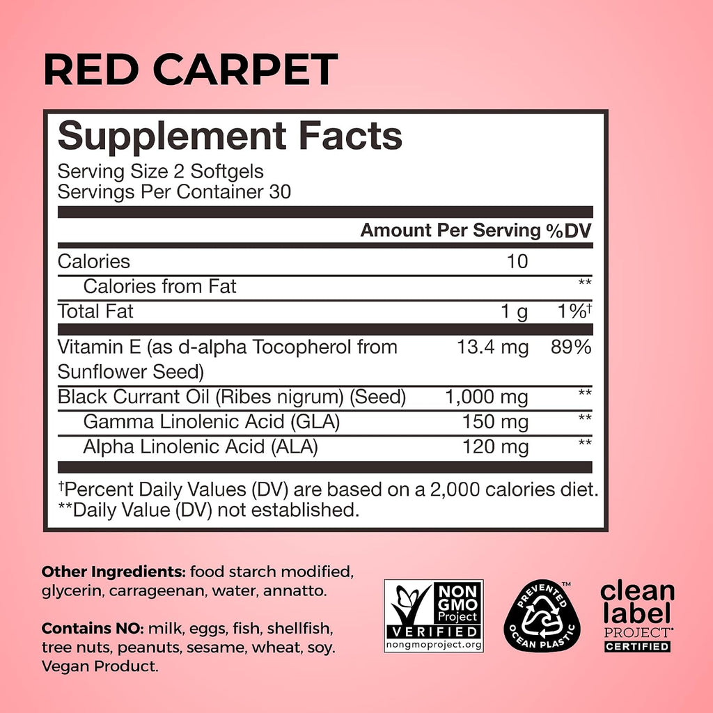 HUM Red Carpet Vitaminas para Piel y Cabello con Vitamina E y Aceite de Semilla de Grosella Negra