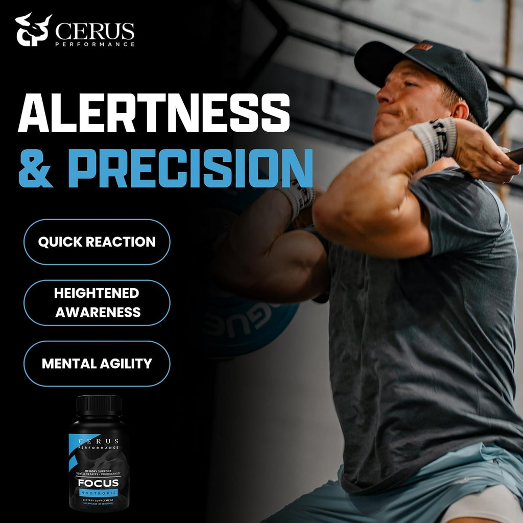 Cerus Performance Focus – Suplemento Nootrópico para Claridad Mental y Concentración – 60 Cápsulas