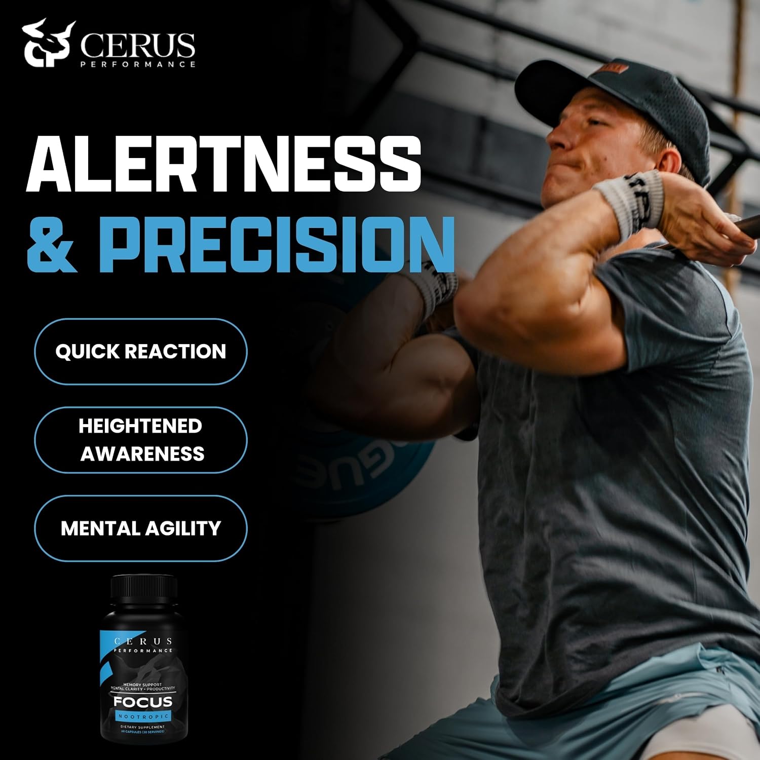 Cerus Performance Focus – Suplemento Nootrópico para Claridad Mental y Concentración – 60 Cápsulas