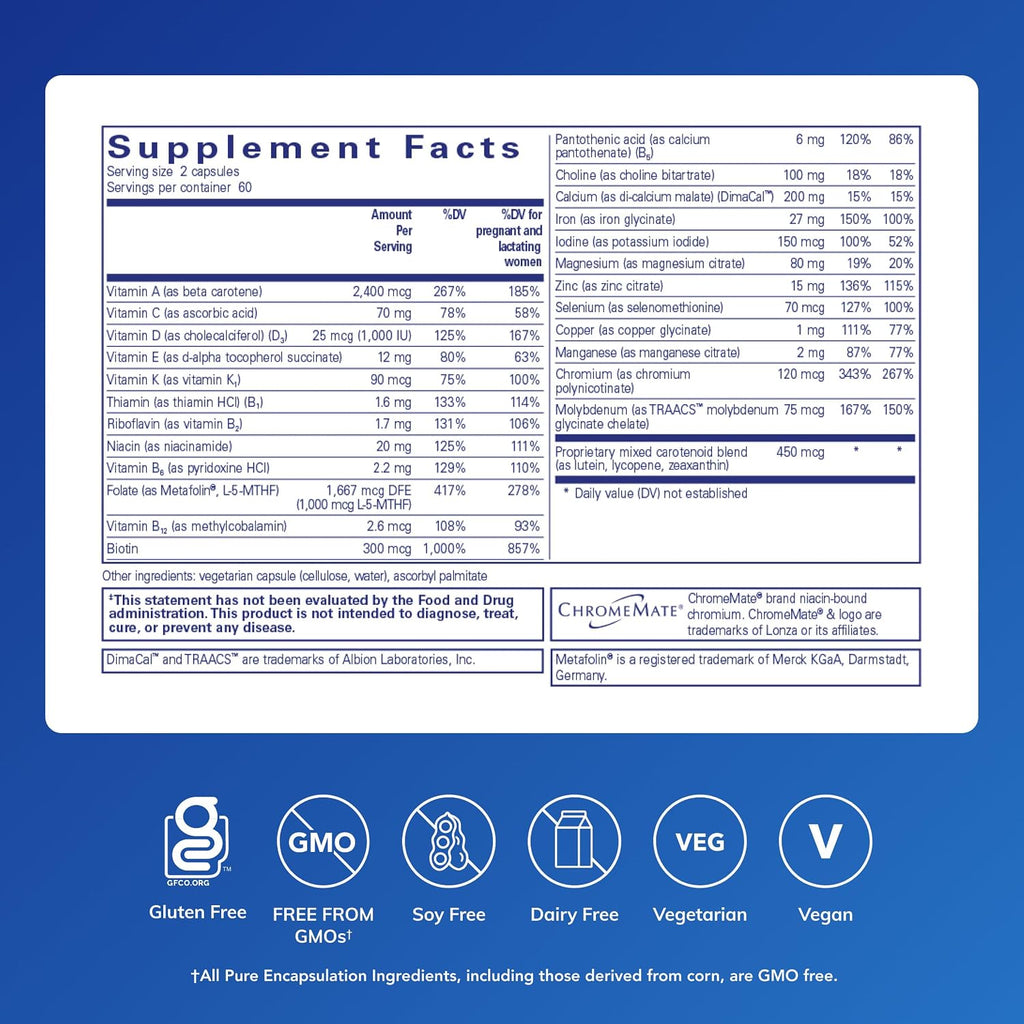 Pure Encapsulations PreNatal Nutrients - 120 cápsulas