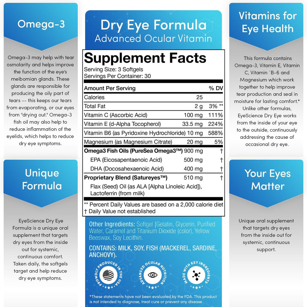 EyeScience Dry Eye Formula – Omega-3 900mg para Ojos Secos