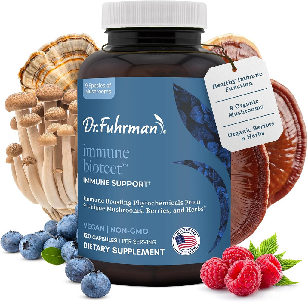 Dr. Fuhrman Immune Biotect – Apoyo Inmunológico Natural con Champiñones Orgánicos, Bayas y Astrágalo – 120 Cápsulas