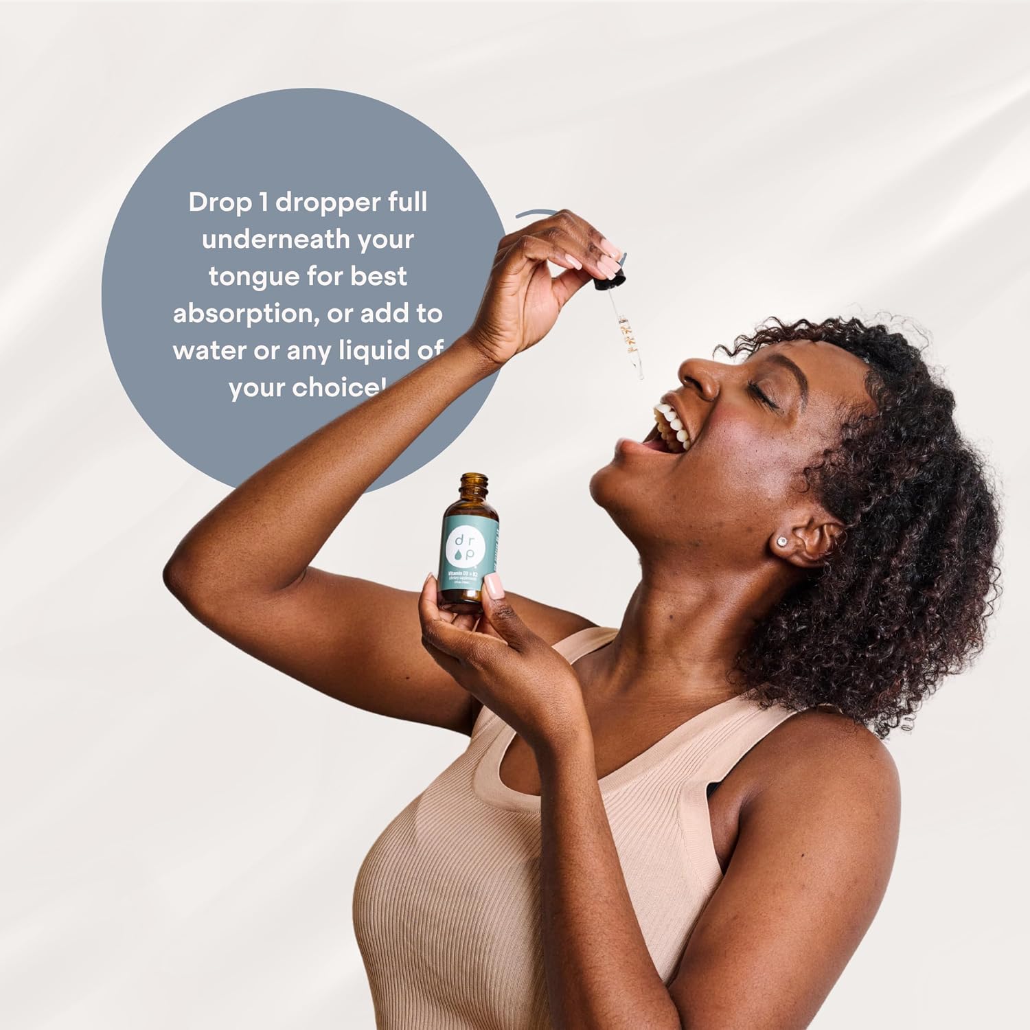 Drop Vitamina D3 + K2 Gotas Líquidas, 1000 UI D3 Vegana de Liquen, 45 mcg K2 (MK-4 y MK-7), con Aceite de Coco MCT Orgánico, 59 Dosis, 60 ml