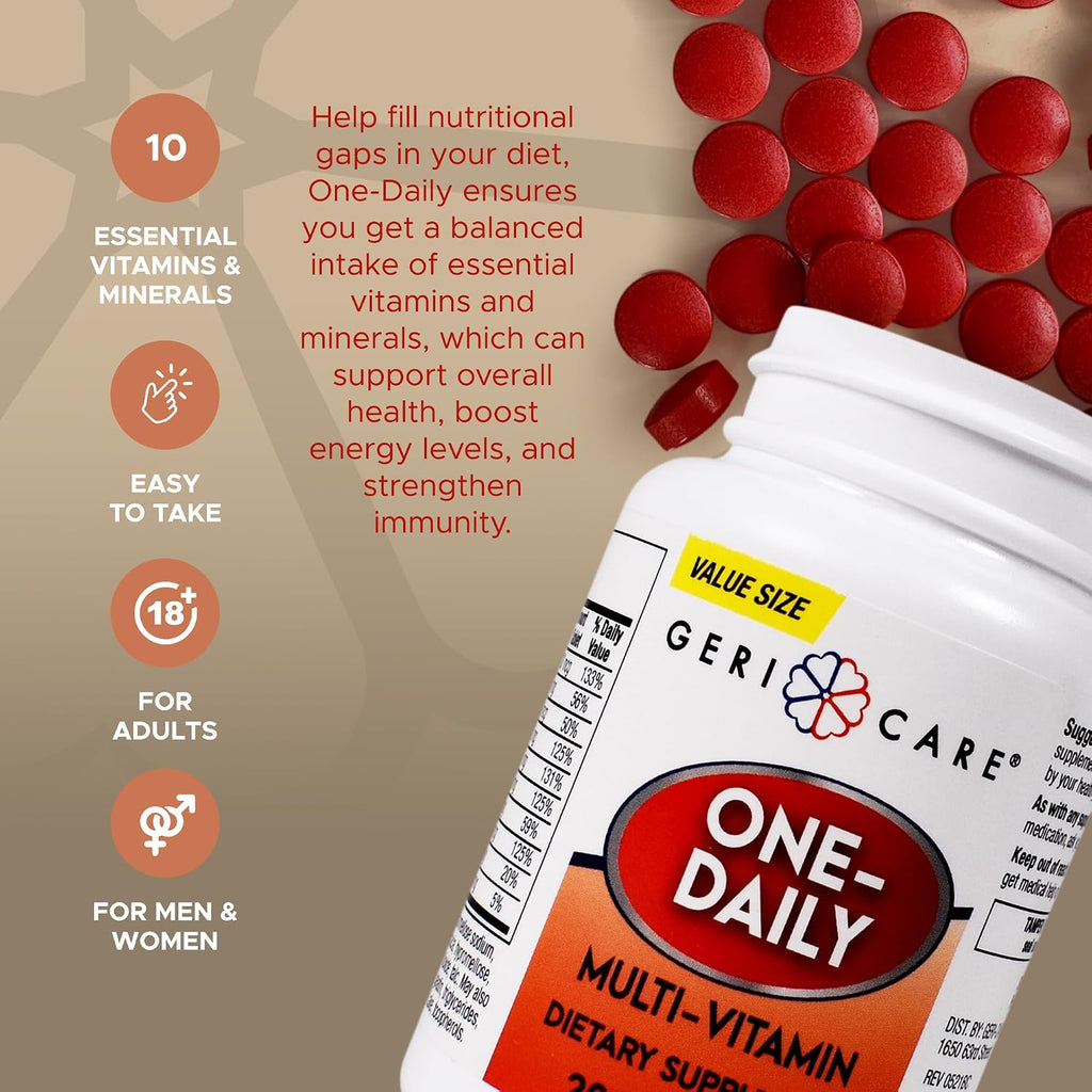 GeriCare Multivitamínico Diario - Complejo de Vitaminas y Minerales, 200 Comprimidos