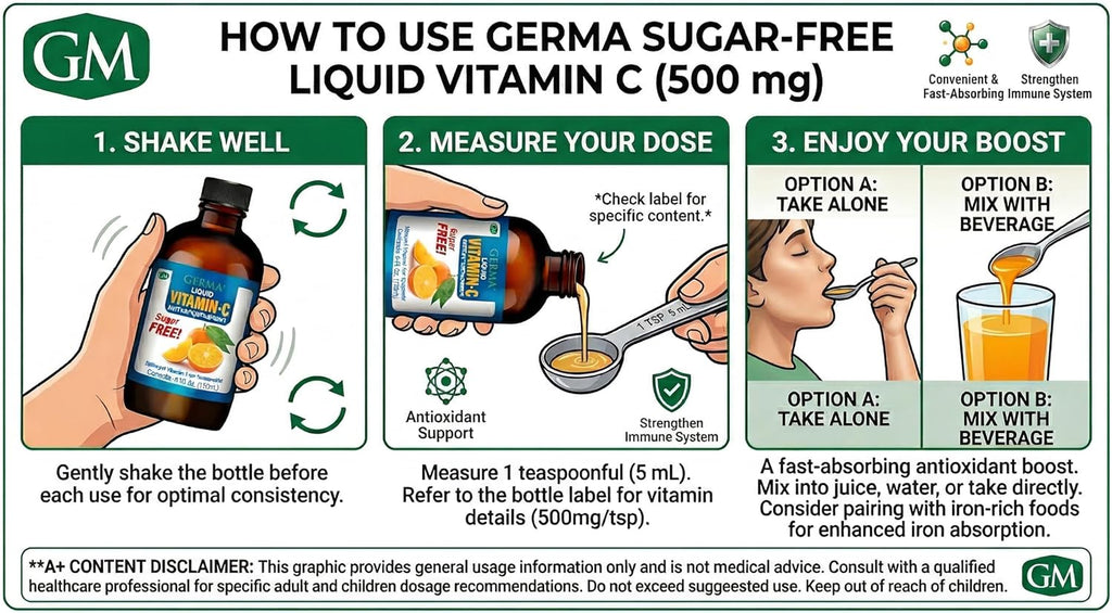 Germa Vitamina C Líquida Sin Azúcar 500 mg - 118 ml