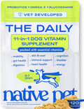 Native Pet The Daily Dog - Vitaminas y Suplementos Diarios para Perros - Multivitamínico en Polvo 11 en 1 - Apoya la Salud General, Digestión, Movilidad e Inmunidad con Colágeno, Glucosamina y Probióticos – 120 Dosis
