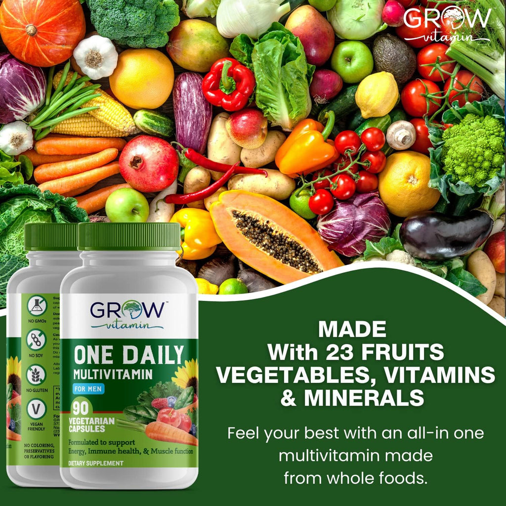 Multivitamínico Diario para Hombres con Vitaminas, Minerales y Alimentos Integrales Orgánicos - 90 Cápsulas