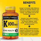 Mason Natural Vitamina K1 100 mcg – 100 Comprimidos (Fitomenadiona)