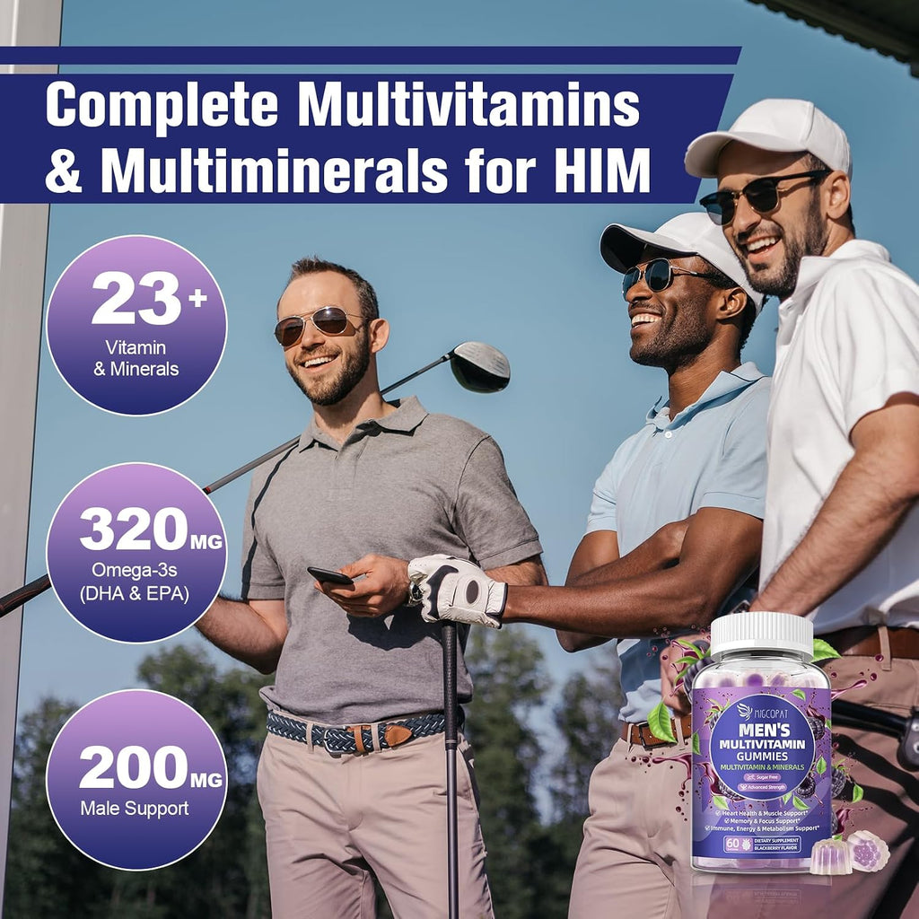 Multivitamínico para Hombres con Omega-3 y Probióticos - Gominolas sin Azúcar, Sabor Mora