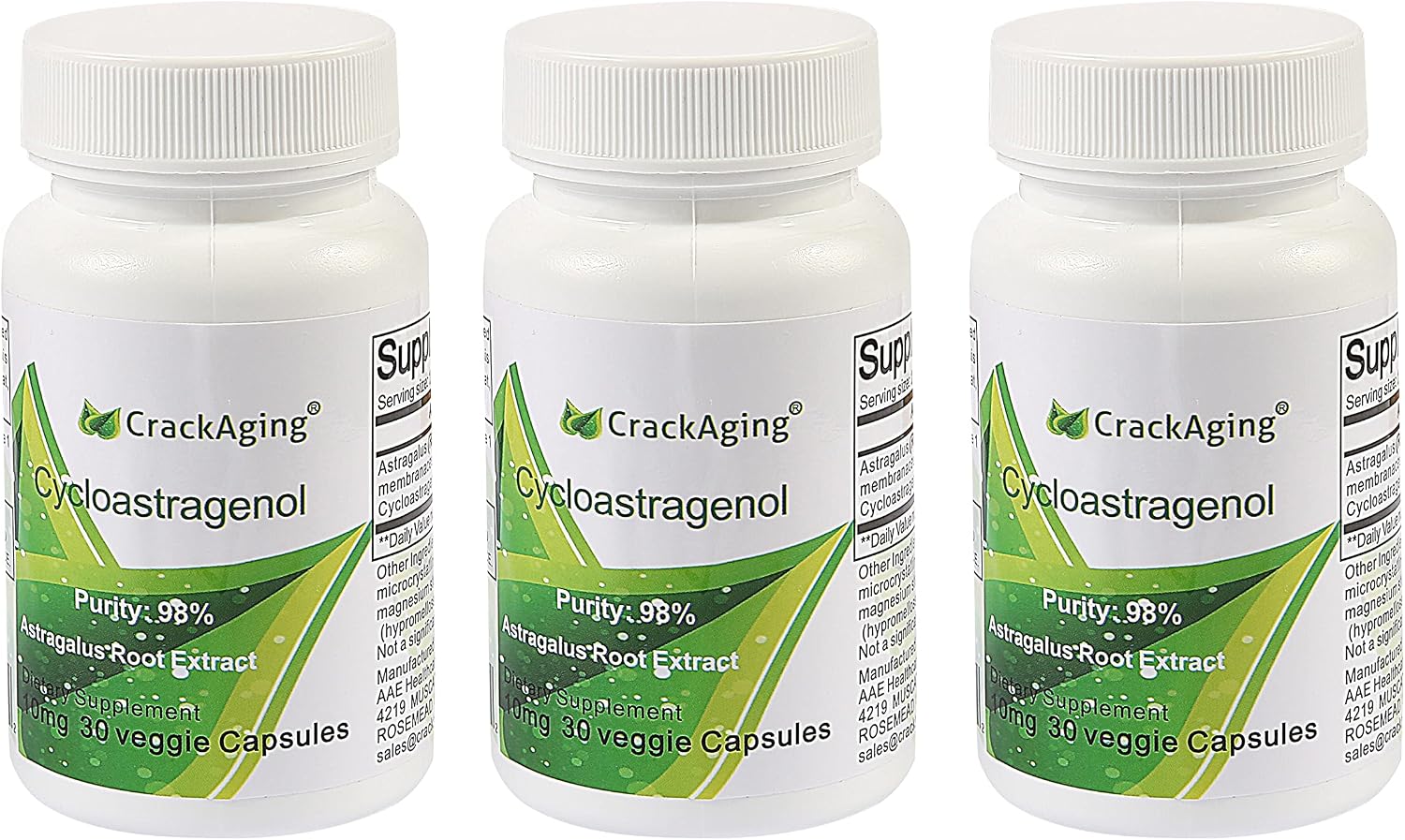 Crackaging Super-Absorption Cycloastragenol 98% - 180 Cápsulas (10 mg por cápsula)