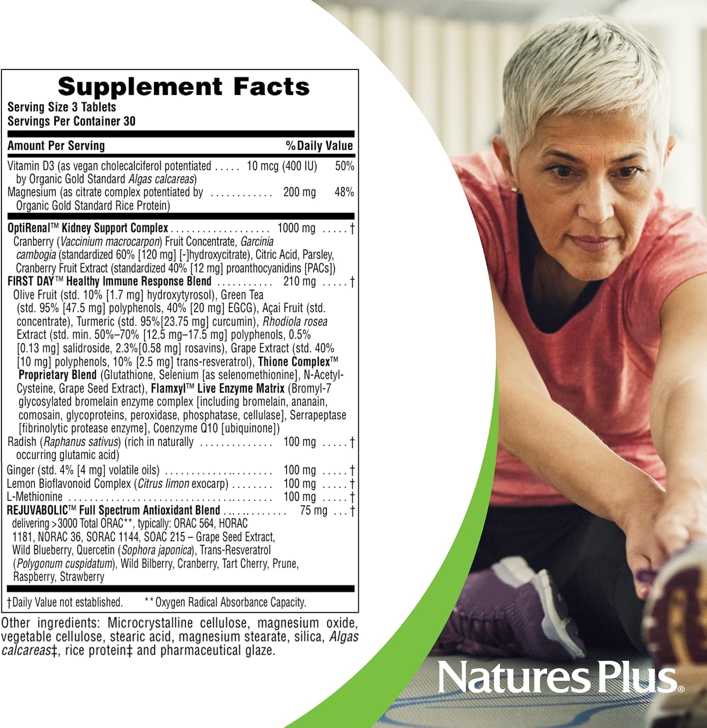 NaturesPlus AgeLoss Soporte Renal - 90 Comprimidos - con Vitamina D3 y Magnesio - Vegetariano, Sin Gluten