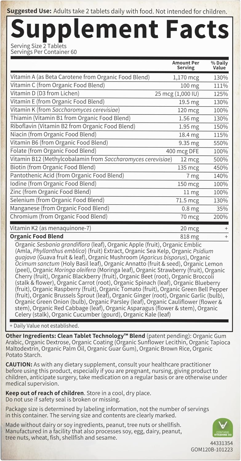 Garden of Life Organics Multivitamínico para Hombres con Apoyo Prostático - 120 Comprimidos