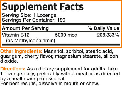 Bronson Methyl B12 5000 mcg - Vitamina B12 – Función psicológica: La vitamina B12 contribuye a la función – Image 5