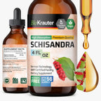 BIO KRAUTER® Schisandra para la Calma y Relajación - Complemento Vegano de Estado de Ánimo - Extracto Líquido de Baya de Schisandra 118 ml - Gotas Naturales 650 mg por Dosis, Suministro para 56 Días, Sin Alcohol ni Azúcar