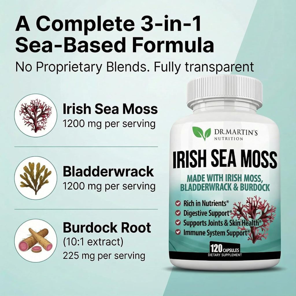 Dr Martins Irish Sea Moss 2625mg - 120 Cápsulas