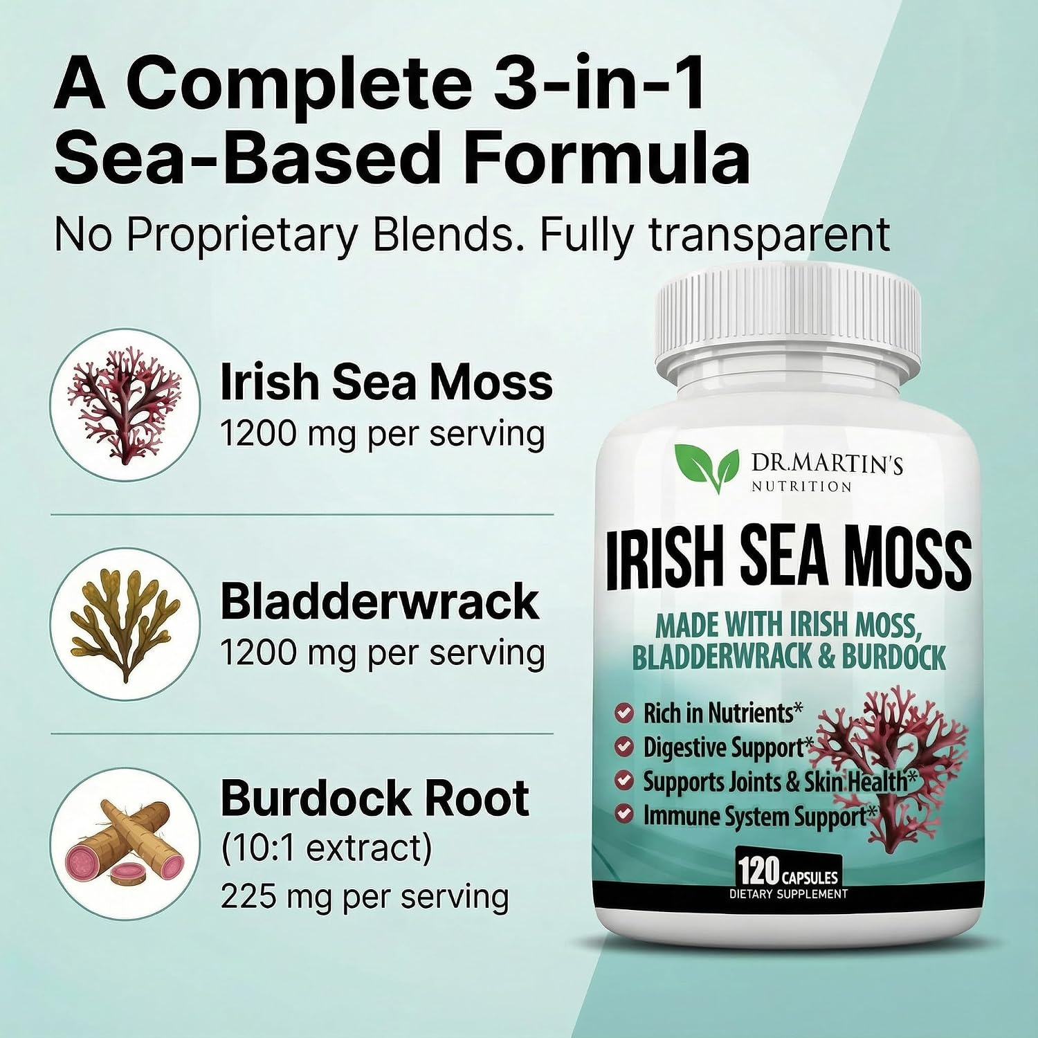 Dr Martins Irish Sea Moss 2625mg - 120 Cápsulas