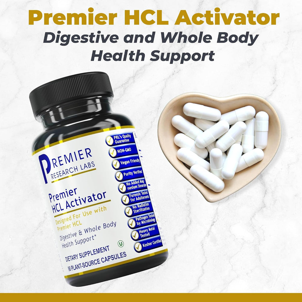 Premier Research Labs Premier HCL Activator - Suplemento de Enzimas Digestivas con Pepsina y Hierbas - 90 Cápsulas Vegetarianas
