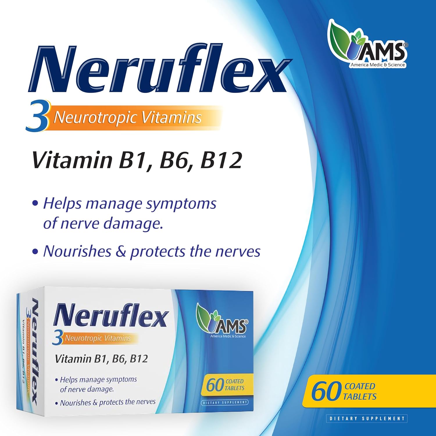America Medic & Science NeruFlex – Apoyo Nervioso con Vitaminas B – 60 Comprimidos