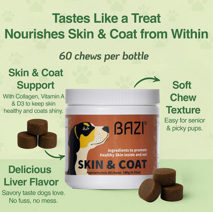 BAZI Masticables para Perros – Piel y – Vitamina A: Un antioxidante liposoluble que promueve la regeneración – Image 3