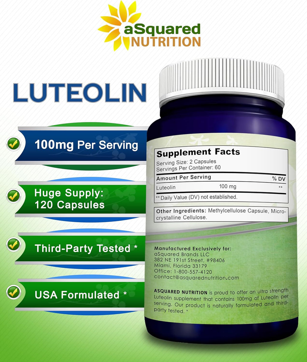 Luteolina 100mg - 120 Cápsulas - Suplemento de Luteolina con Complejo en Polvo