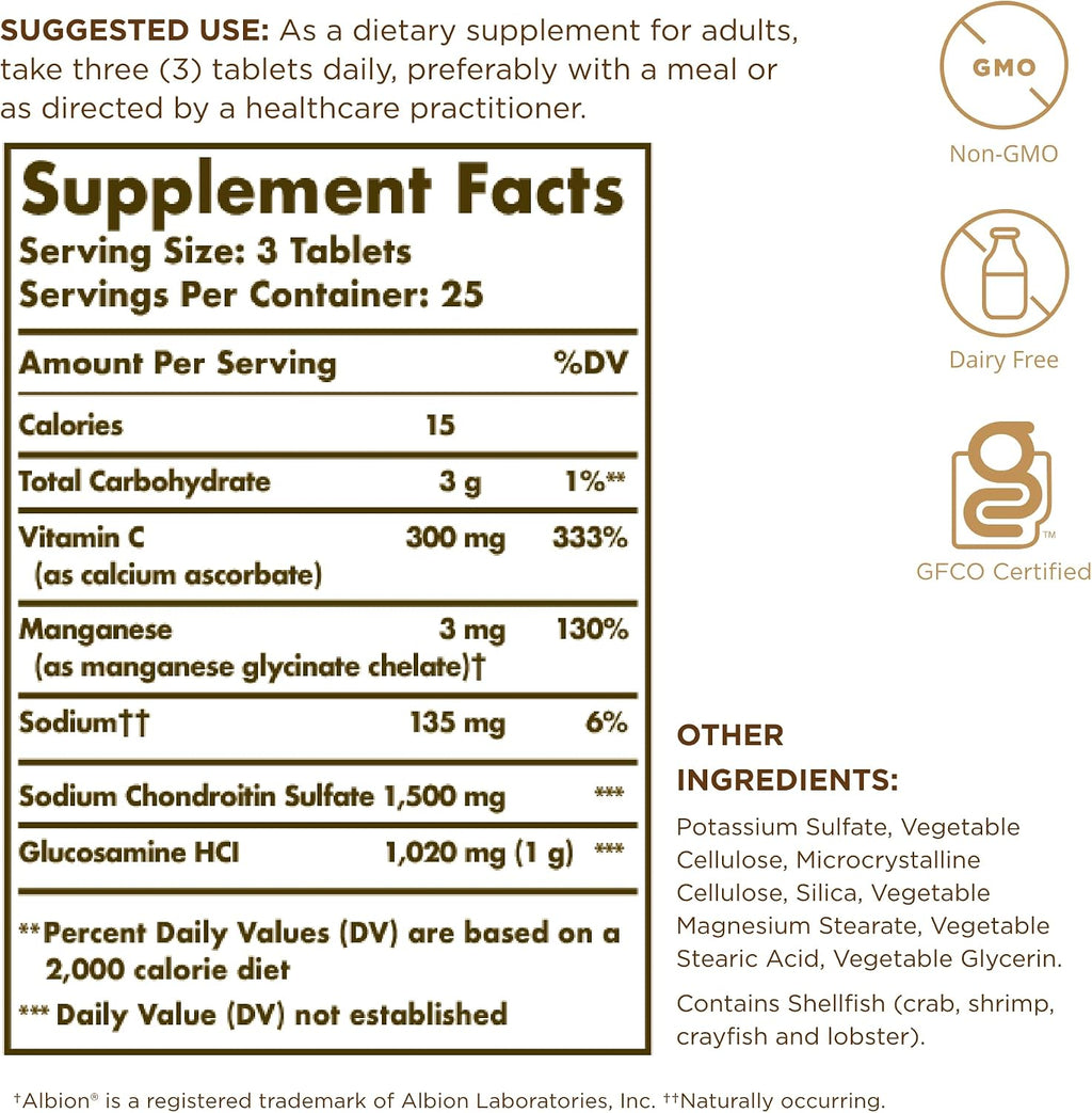 Solgar – Extra Strength Glucosamina Condroitina Complejo, 75 Comprimidos