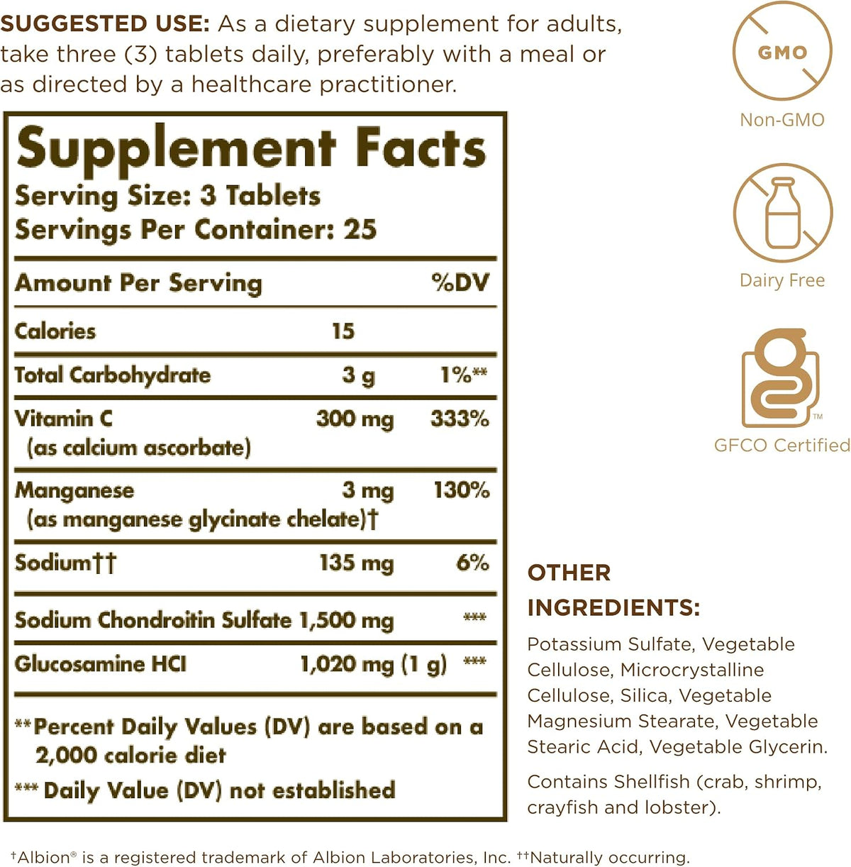 Solgar – Extra Strength Glucosamina Condroitina Complejo, 75 Comprimidos – Image 2