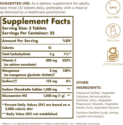 Solgar – Extra Strength Glucosamina Condroitina Complejo, 75 Comprimidos – Image 2