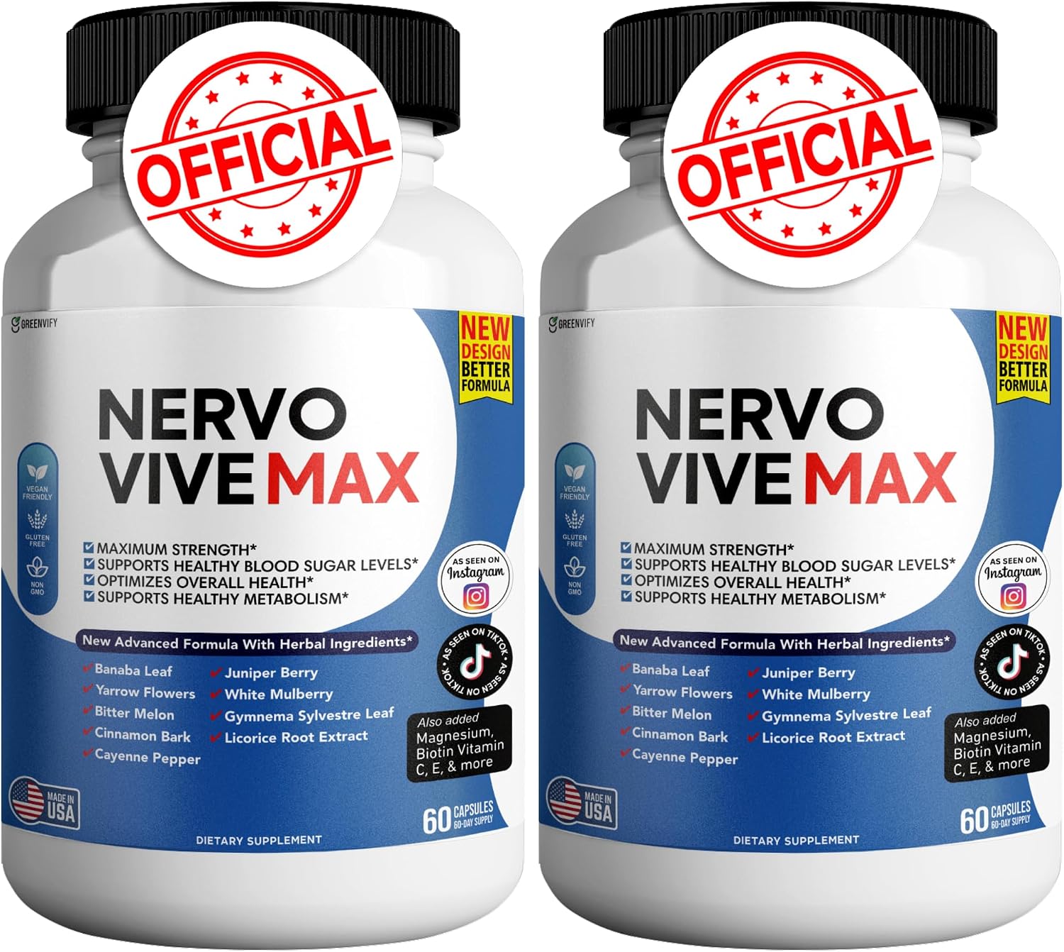 Nervovive Max - Suplemento de Apoyo Cerebral con 180 Cápsulas