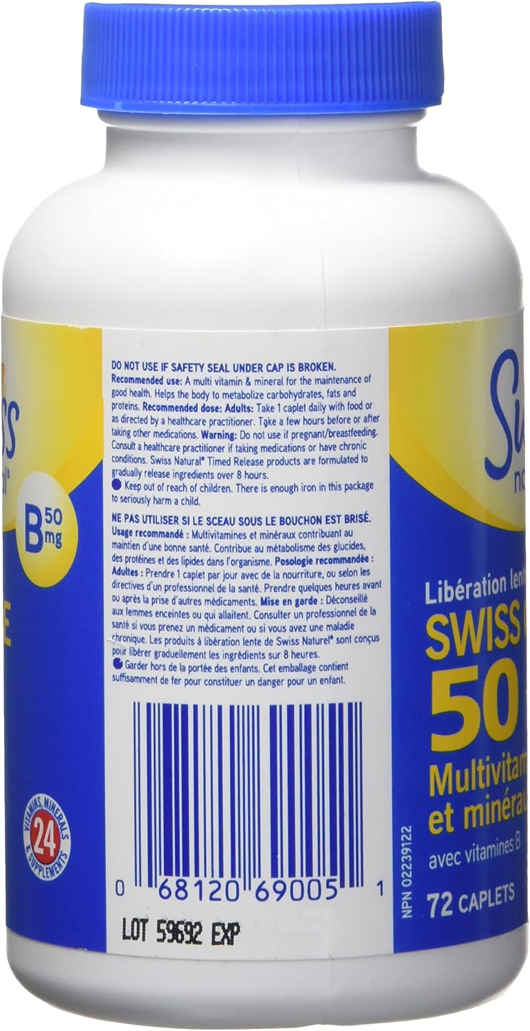 Swiss Natural Swiss One 50 Multivitamínico y Mineral con Complejo B - Liberación Prolongada