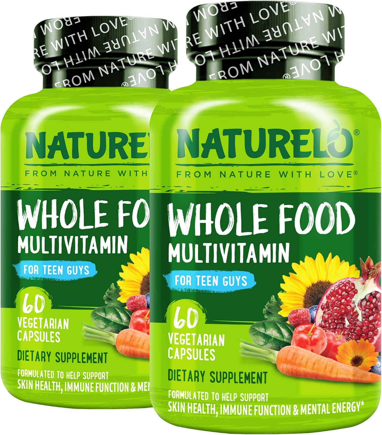 NATURELO Multivitamínico para Adolescentes - Complejo Vitamínico para Chicos - con Extractos Vegetales - No Transgénico - Vegano - 60 Cápsulas