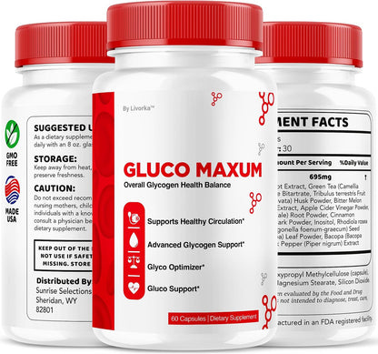 (2 Paquete) GlucoMaxum Cápsulas – Suplemento Premium Fórmula Oficial, Apoyo Avanzado para Hábitos Saludables, Ingredientes Naturales, 120 Cápsulas para 2 Meses