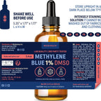 WoldoHealth DMSO 10% con Azul de Metileno 1% - Frasco de Vidrio de 100 ml con Cuentagotas, Libre de Formaldehído y Alcohol, Solución Analítica