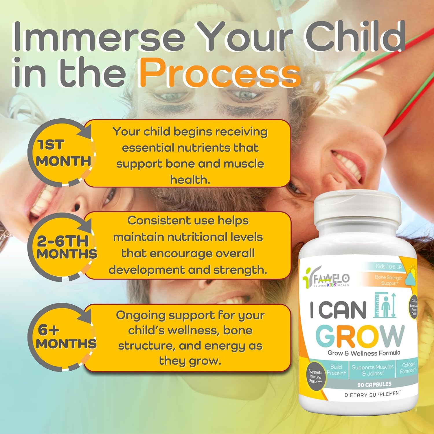 Fawelo I Can Grow (Pack de 2) - para Niños 10+ y Adolescentes | Desarrollo Natural | Huesos, Músculos y Articulaciones | Salud Inmune