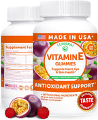 Lunakai Vitamin E 400 IU Gummies with Vitamin C 50mg - d-Alpha-Tocopherol for Immune, Eye & Skin Support - 60 Gummies