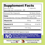 Our Daily Vites - Complejo B con L-Metilfolato, Metilcobalamina, B6 y Glicina (7.5mg) - 60 Cápsulas