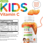 Viteey Gomitas de Vitamina C para Niños - Sabor Naranja - 120 Unidades - Vegano, Sin Gluten, Sin Gelatina