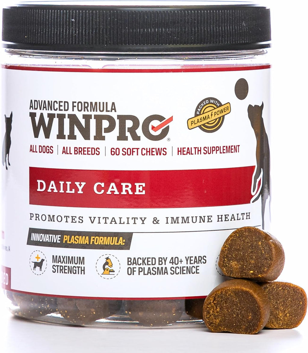 WINPRO Pet Daily Care - Snacks blandos para perros, 60 unidades, fórmula con plasma y probióticos
