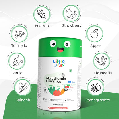Little Joys Gominolas Multivitamínicas para Niños - con DHA, Vitaminas y Prebiótico - Sin Azúcar - Sabor Fresa - 30 unidades – Image 4