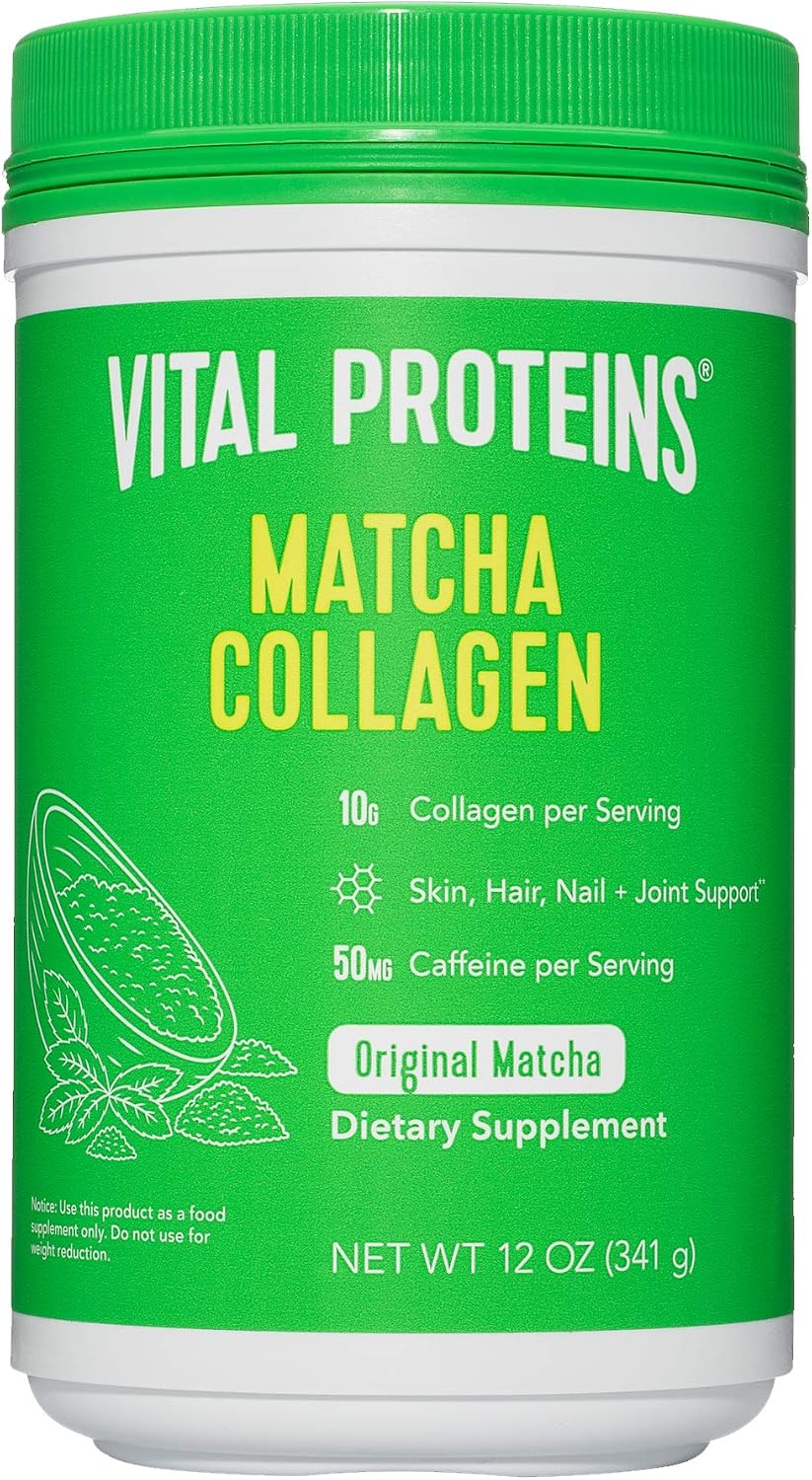 Vital Proteins Matcha Collagen Peptides Powder Supplement, Matcha Green Tea Powder, 10.5 oz, Original Flavored
