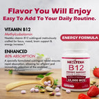 Nextdia Vitamina B12 10.000 mcg Metilcobalamina Sublingual - 180 Comprimidos Sabor Fresa