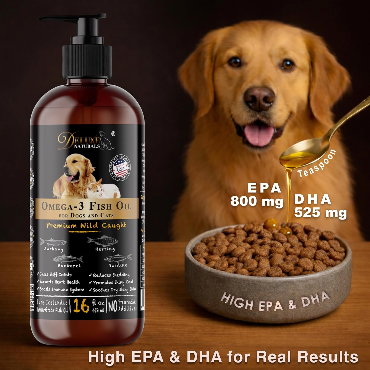 Aceite de Pescado Omega-3 para Perros y Gatos – EPA y DHA – 473 ml