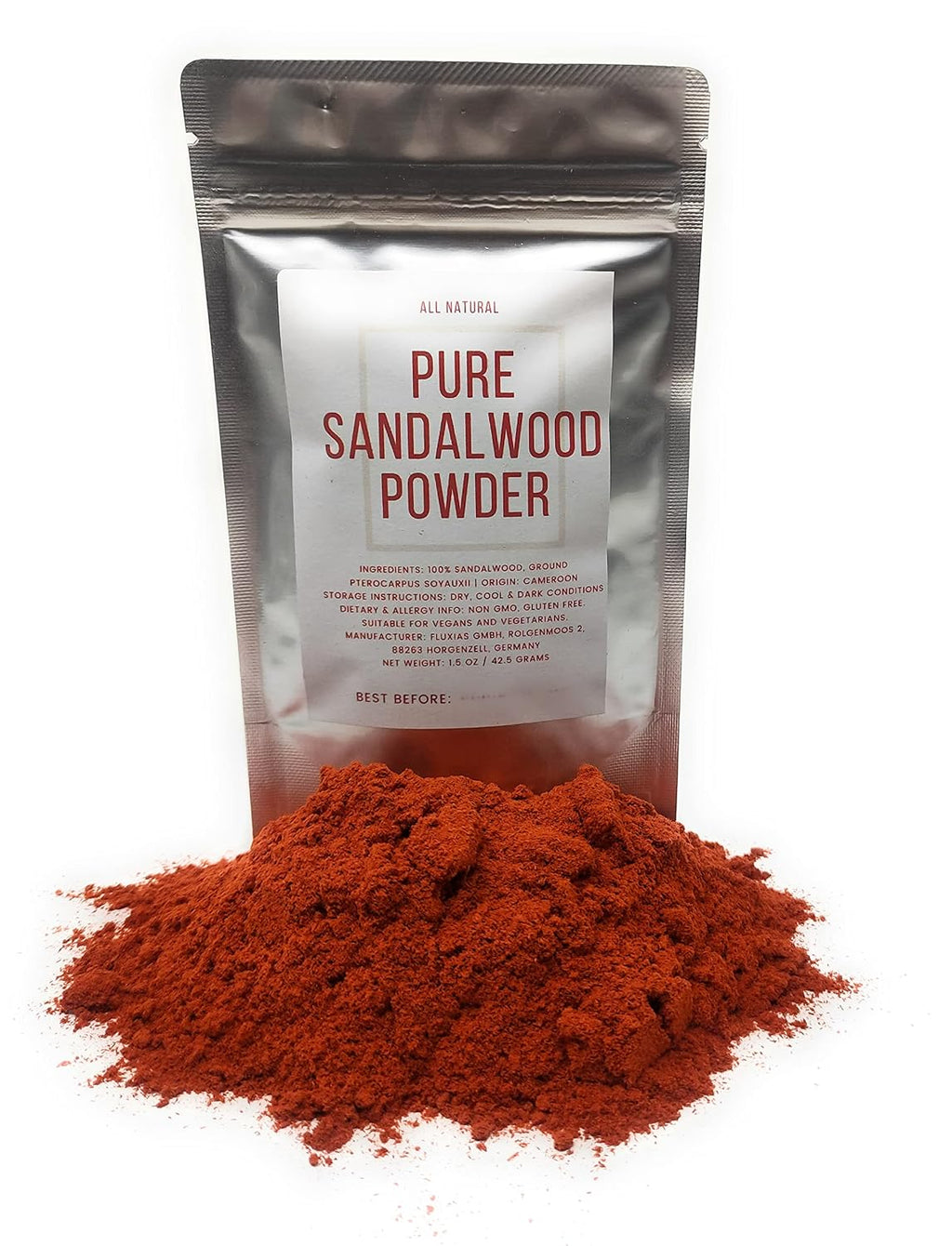 Polvo de Sándalo Puro - 100% Natural, Grado Culinario, Vegano, Sin OGM